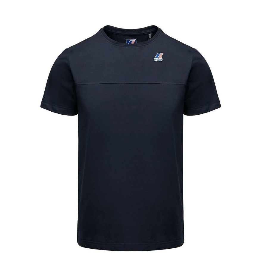 Uomo K-Way Abbigliamento | T-Shirt Uomo K-Way Levrai Edouin Uvp Blue Depht K81285W Co