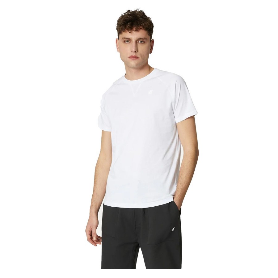 Uomo K-Way Abbigliamento | T-Shirt Uomo K-Way Edwing White K0074Q0 Co