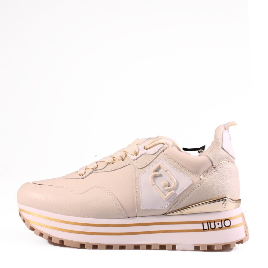 Donna Liu Jo Calzature | Scarpa Donna Liu Jo Sneakers Maxi Wonder Platform In Pelle Latte Bf3003 223