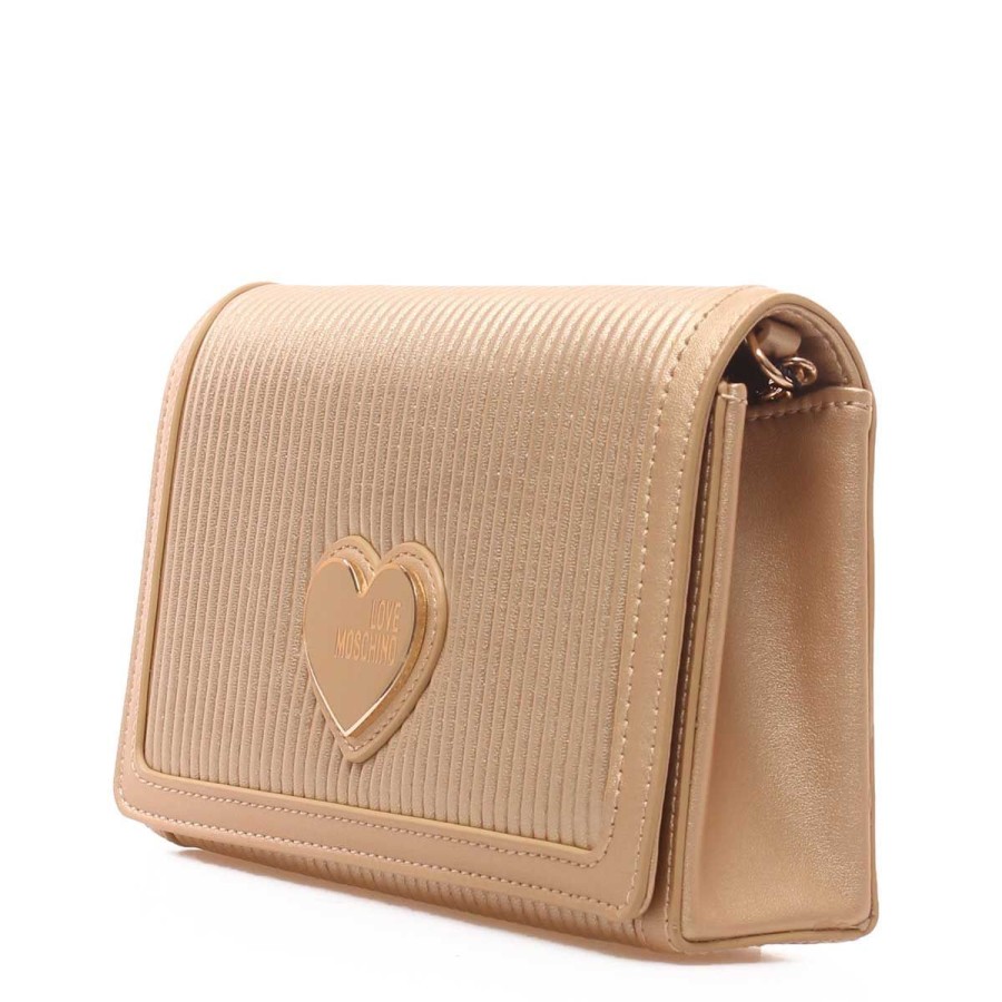 Donna Moschino Borse A Spalla | Borsa Donna Love Moschino Crossbody Bag Pleated Gold Jc4080 123