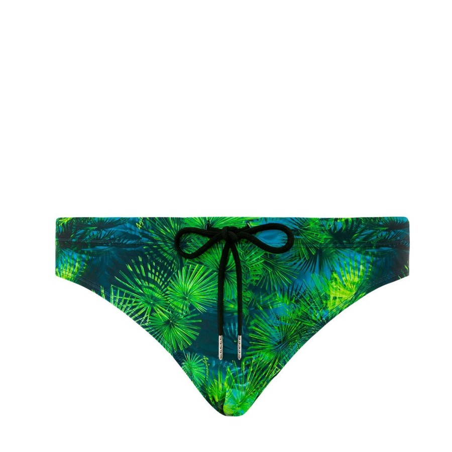 Uomo 4Giveness Abbigliamento | Costume Da Mare Uomo 4Giveness Slip Basic Green Tropic Fgbm2627 123