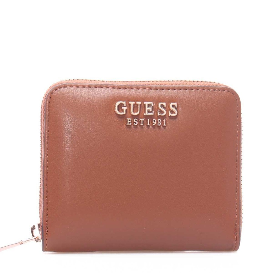 Donna Guess Portafogli | Portafoglio Donna Guess All Around Zip Wallet Small La Femme Black Swzg8500123