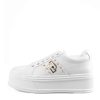 Donna Liu Jo Calzature | Scarpa Donna Liu Jo Sneakers Selma Platform Con Perle Bianco Bf3143 223