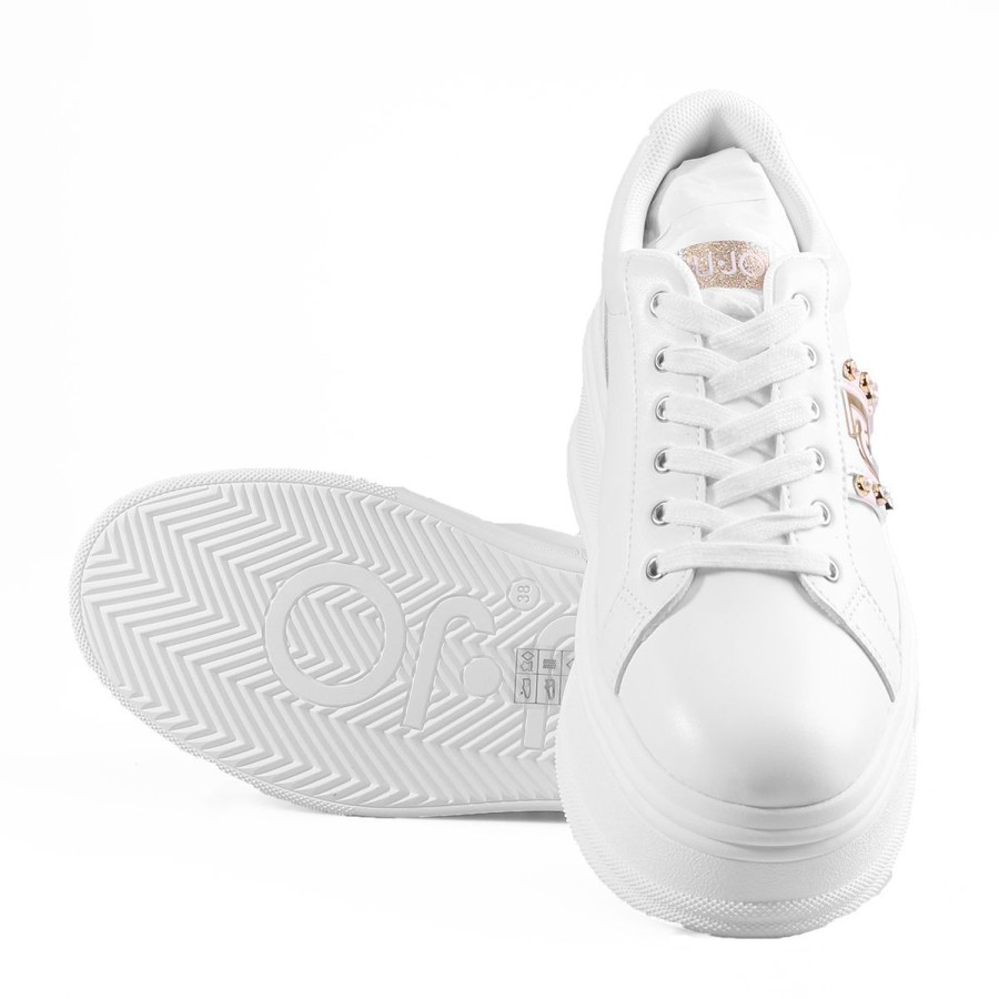 Donna Liu Jo Calzature | Scarpa Donna Liu Jo Sneakers Selma Platform Con Perle Bianco Bf3143 223