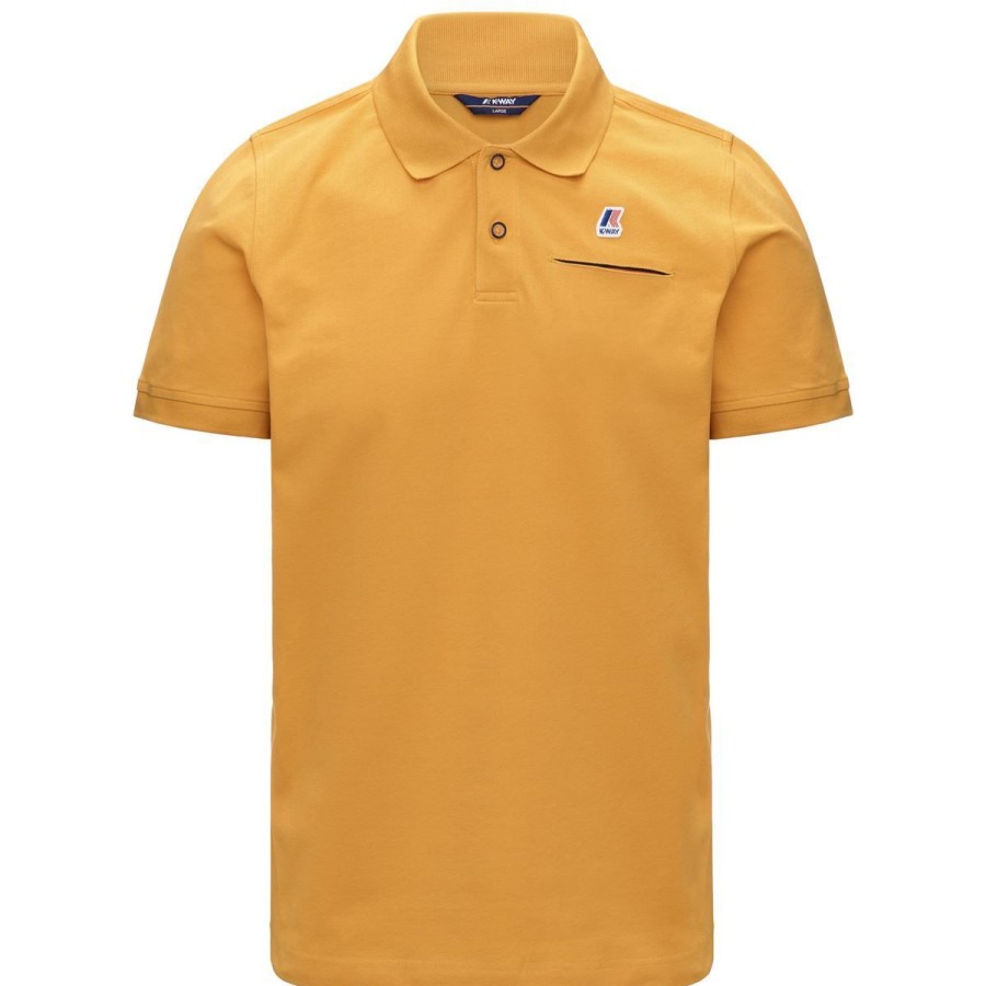 Uomo K-Way Abbigliamento | Polo Uomo K-Way Briac Stretch Yellow Lt Jurassic K00Bcm0 122