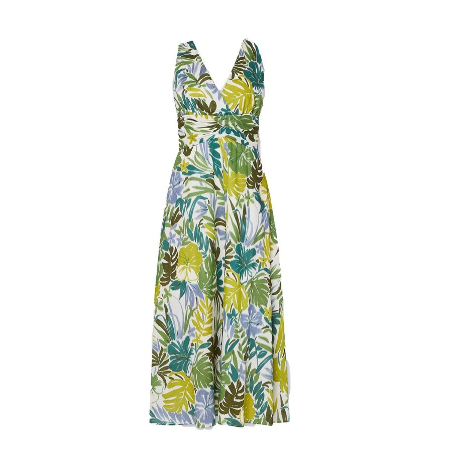 Donna Liu Jo Abiti | Abito Donna Liu Jo Vestito In Cotone Stampa Floreale Tropical Leaves Wa3184 123