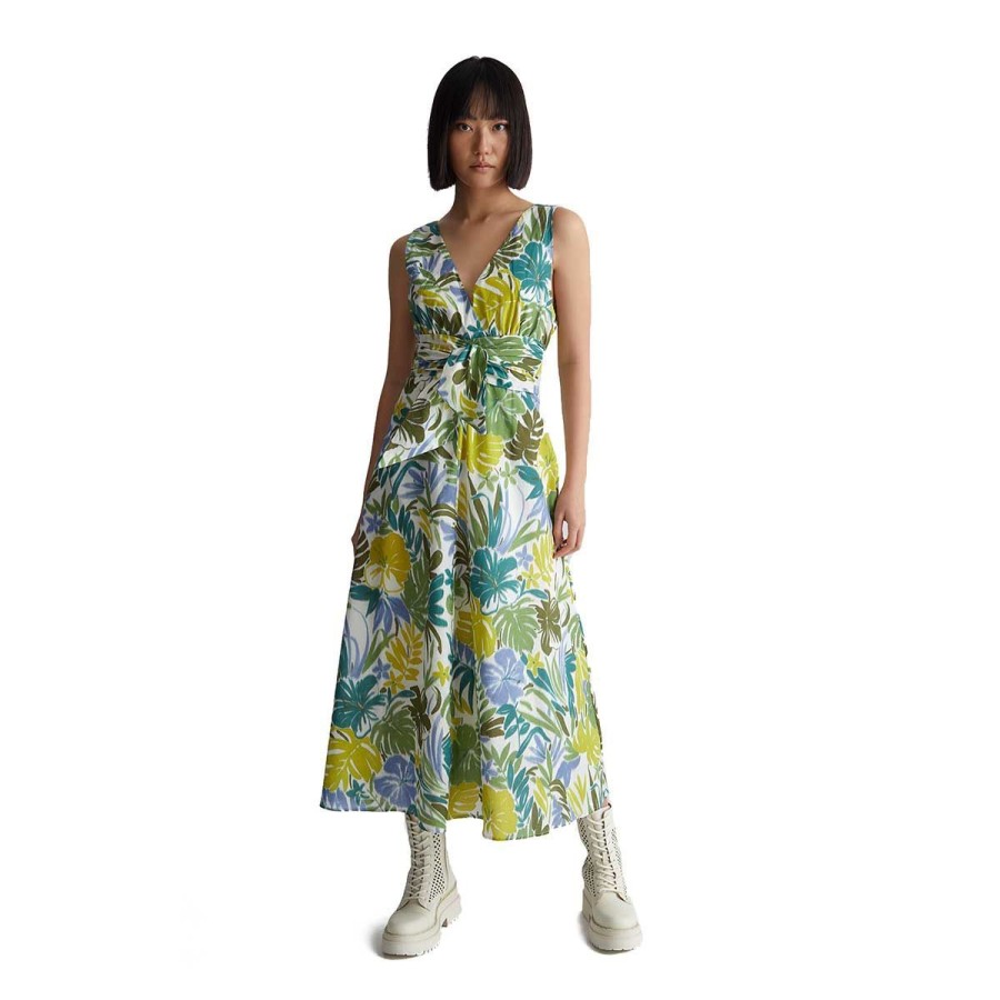 Donna Liu Jo Abiti | Abito Donna Liu Jo Vestito In Cotone Stampa Floreale Tropical Leaves Wa3184 123