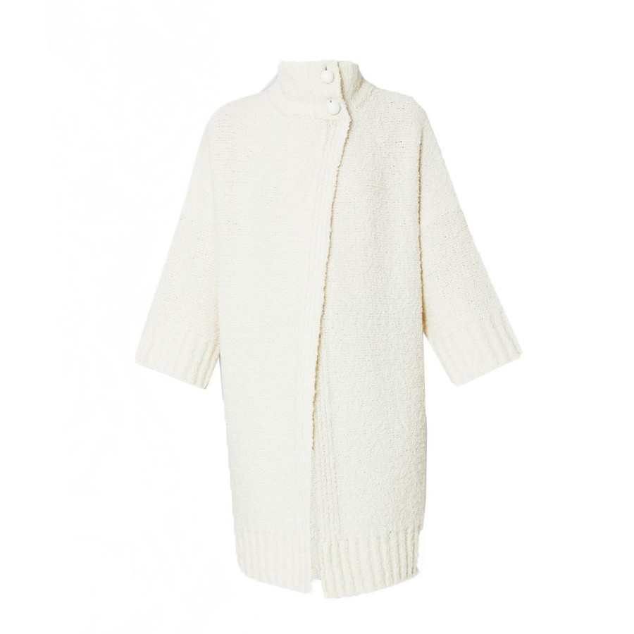 Donna Liu Jo Capispalla | Cappotto Donna Liu Jo In Maglia Boucle' Bianco Lanamf3166 223