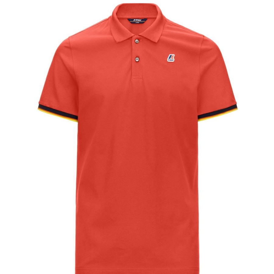 Uomo K-Way Abbigliamento | Polo Uomo K-Way Vincent Contrast Stretch Orange K008J50 122