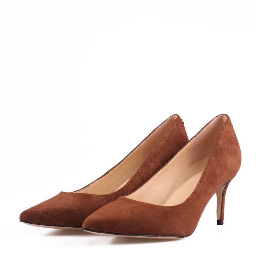 Donna Guess Calzature | Scarpa Donna Guess Decollete Bravo Suede Marrone Fl8Brosue 223