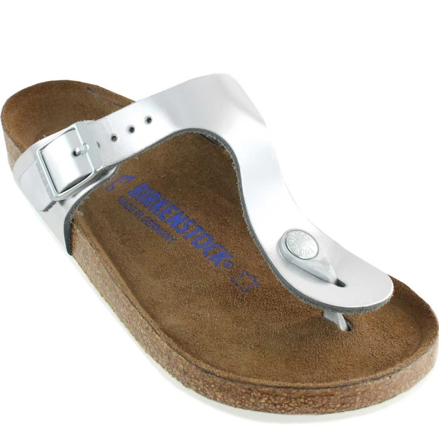 Donna Birkenstock Calzature | Sandalo Donna Infradito Birkenstock Gizeh Metallic Silver Art 1003674 118