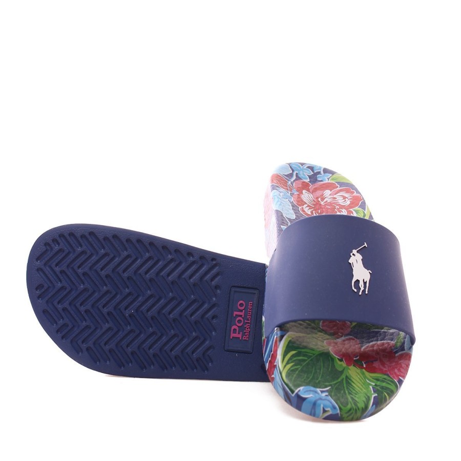 Uomo Ralph Lauren Sandali | Sabot Uomo Ralph Lauren Polo Slide Blue Printed Flowers 809-860989 122