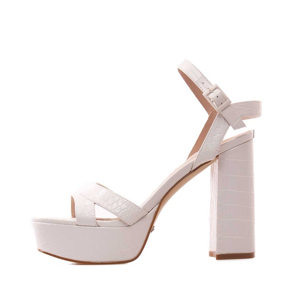 Donna Guess Calzature | Scarpa Donna Guess Sandalo Alto Zelina White Pearl Fl6Zlipel 123