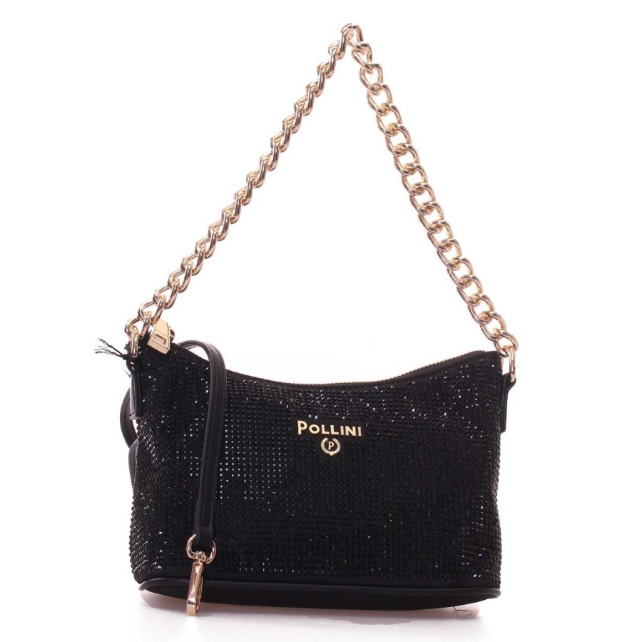 Donna Pollini Borse A Mano | Borsa Donna Pollini Handbag Matt Satin Mini Strass Black Sc4562 123