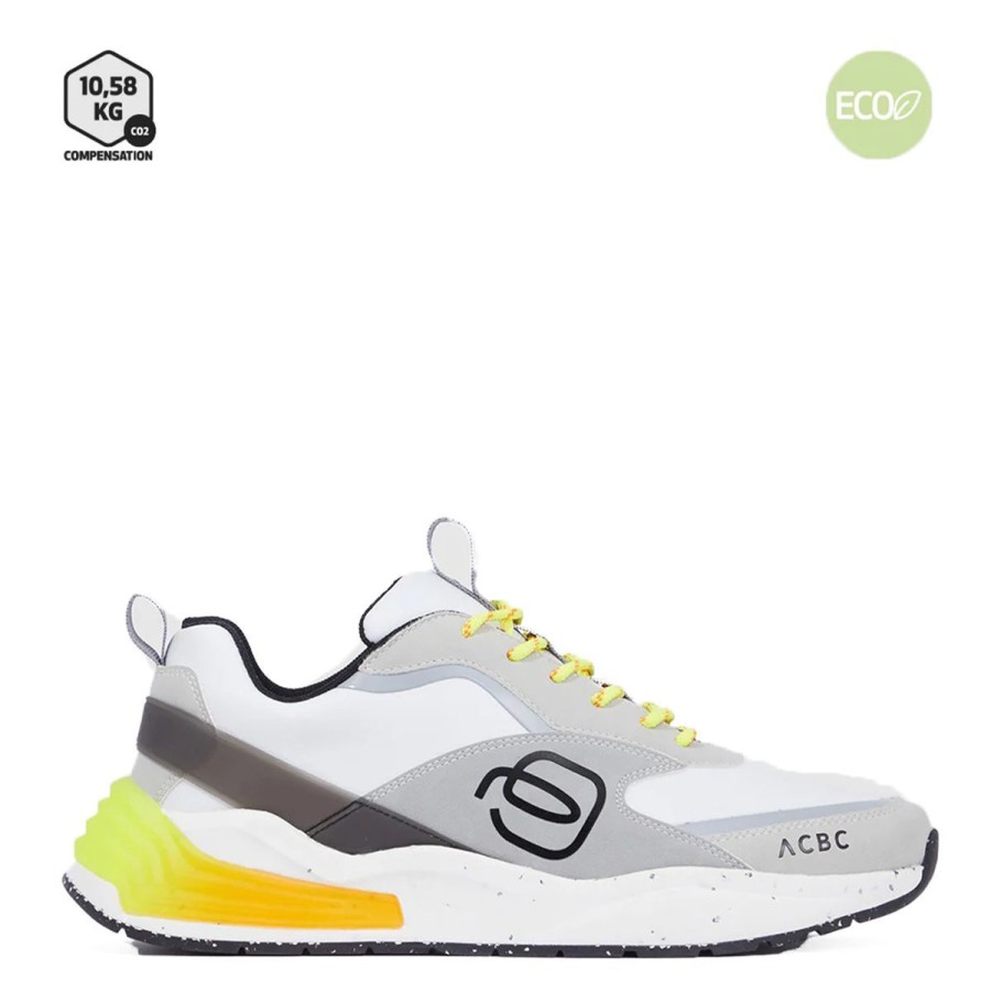 Uomo Piquadro Sneakers | Scarpa Uomo Piquadro Sneakers Corner 2.0 White / Yellow Lime Sn5977 Co