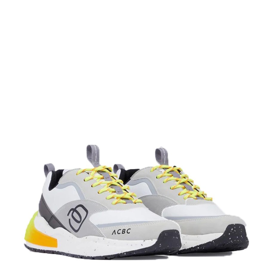 Uomo Piquadro Sneakers | Scarpa Uomo Piquadro Sneakers Corner 2.0 White / Yellow Lime Sn5977 Co