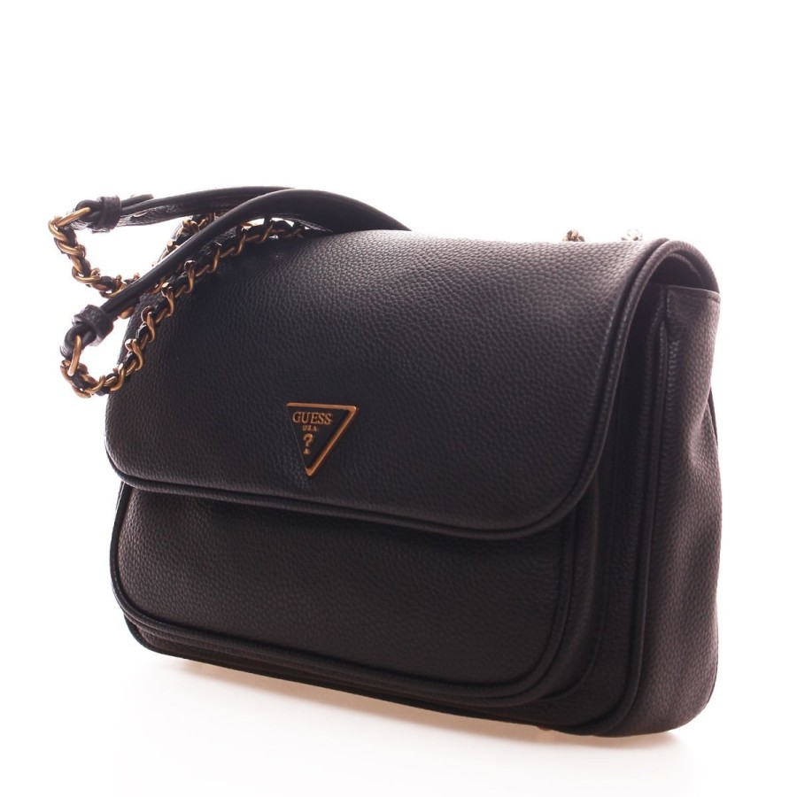 Donna Guess Borse A Spalla | Borsa Donna Guess Crossbody Flap Bag Becci Black Hwvb87822 223