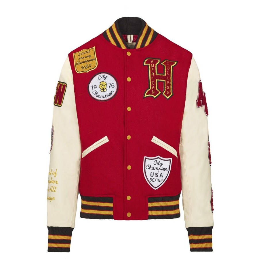 Uomo American College Abbigliamento | Giacca Uomo American College Teddy Varsity Rosso / Bianco Ac-15 223