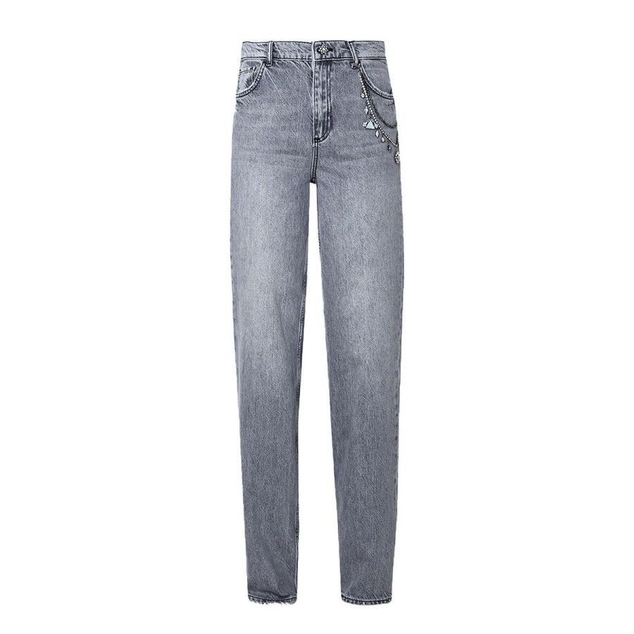 Donna Liu Jo Jeans / Pantaloni | Jeans Donna Liu Jo Straight Con Charms Denim Grigio Uf3079 223