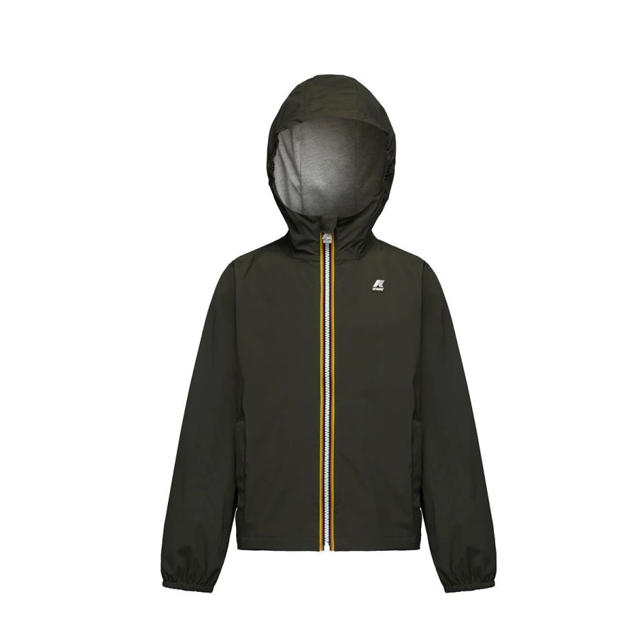 Kid & Youth K-Way Capispalla | Giacca Kid & Youth K-Way Jack Stretch Nylon Jersey Green Blackish K31268Ww Co