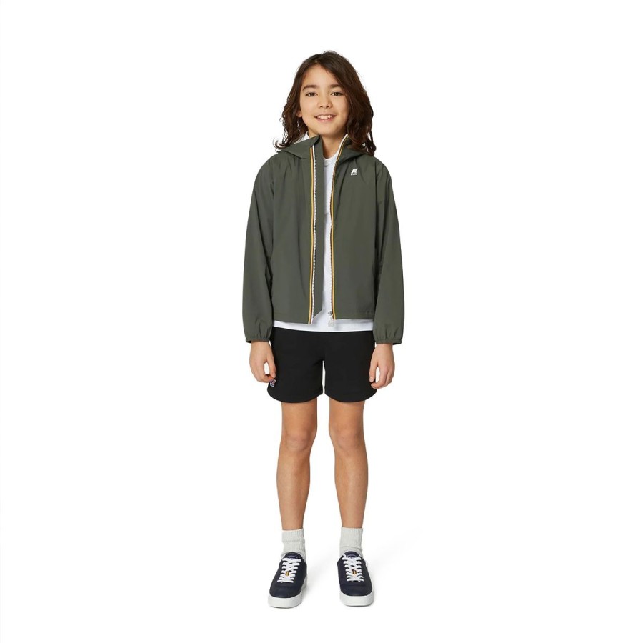 Kid & Youth K-Way Capispalla | Giacca Kid & Youth K-Way Jack Stretch Nylon Jersey Green Blackish K31268Ww Co