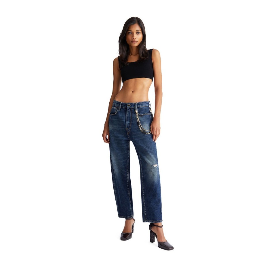 Donna Liu Jo Jeans / Pantaloni | Jeans Donna Liu Jo Boyfriend Con Risvolto Denim Blue Uf3155 223